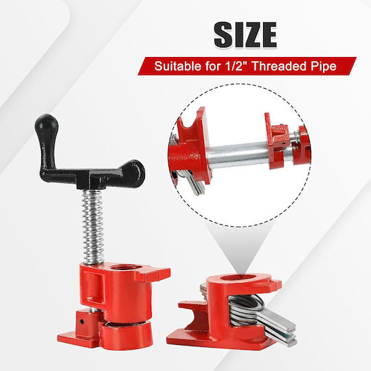Set 4 Morsă Tâmplărie Zola 3/4″ Țevi Deschidere Maximă 68 Mm Dimensiuni 40 X 40 Mm Roșie