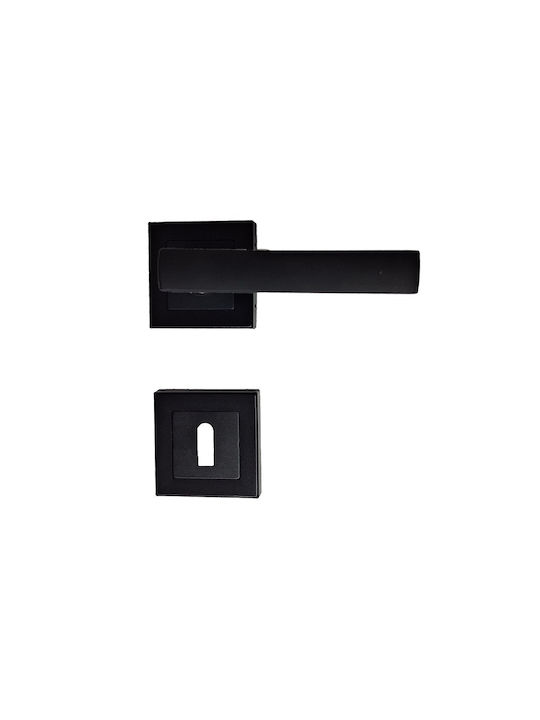 Oramis Πόμολο Μεσόπορτας Ροζέτα Ζεύγος Black Finish