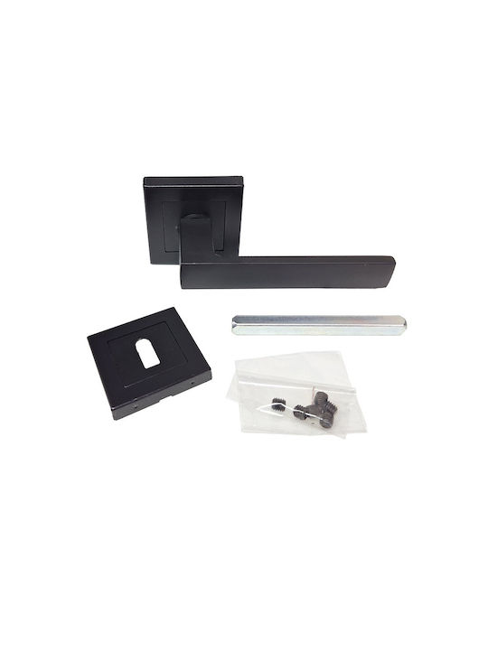 Oramis Πόμολο Μεσόπορτας με Ροζέτα Ζεύγος Black Finish