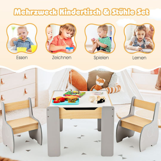 Kinder Tische mit Stühlen für Malerei aus Hölzernes Grau Costway