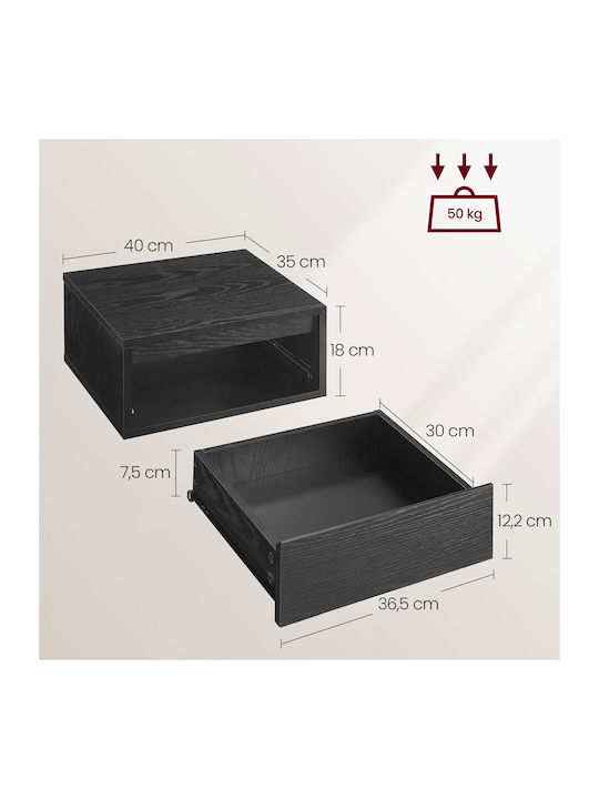 Nachttisch Holz Schwarz 40x35x19cm