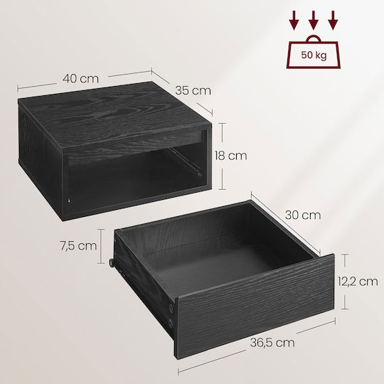 Nachttisch Holz Schwarz 40x35x19cm