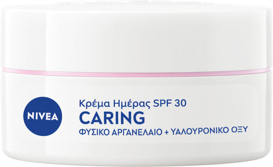 Nivea Caring 48ωρη Ενυδατική Κρέμα Προσώπου Ημέρας με SPF30 με Υαλουρονικό Οξύ 50ml