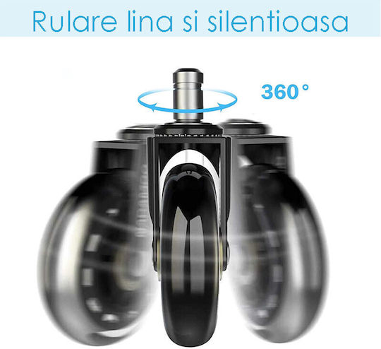 Roată pentru Scaun de Birou din Cauciuc 5 Bucăți 1.1x2.2cm Neagră
