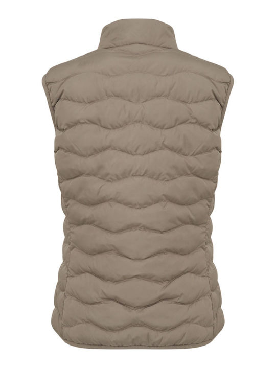 Women's Sleeveless Puffer Jacket Beige