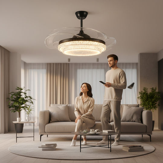 DS-6601 Ceiling Fan with Light Fixture Black