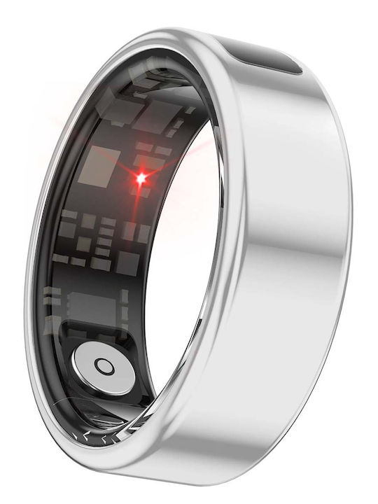 Avizar Saturn Smart Ring 19.8mm Waterproof with Heart Beat Monitor Silver