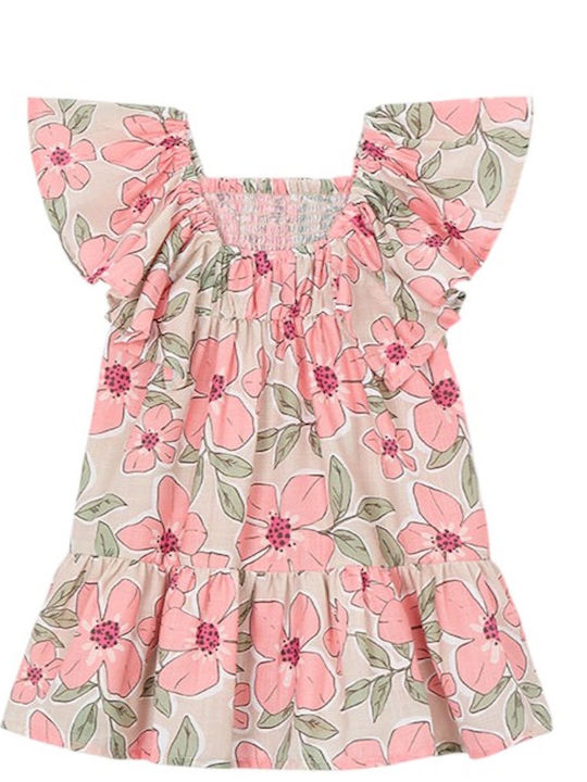 Girls Dress Short Sleeve Linen Orange