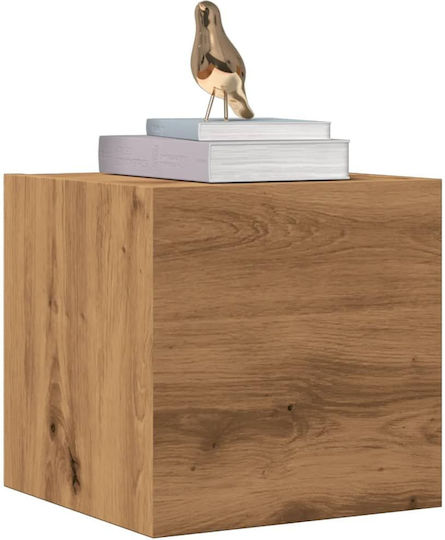 Wall Living Room Display Cabinet Made of Particle Board Oak 30.5x30x30cm