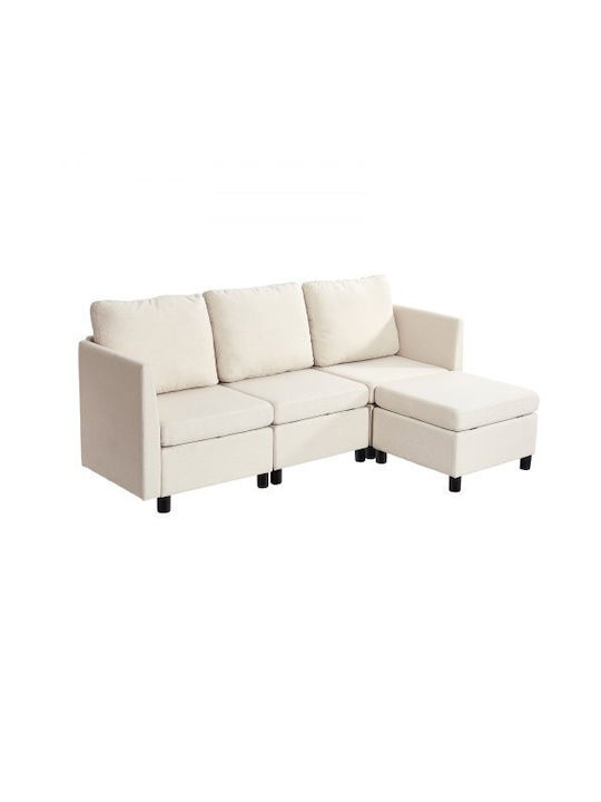 Dreisitzer Sofa mit Stauraum Ecru 199x69x68cm