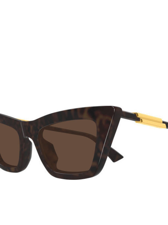 Bottega Veneta Unisex Sunglasses with Brown Horn-Rimmed Frame and Brown Lenses BV1446S 002