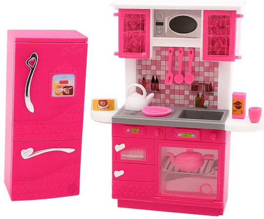 Doll Kitchen Set Refrigerator Oven Accessories Pink