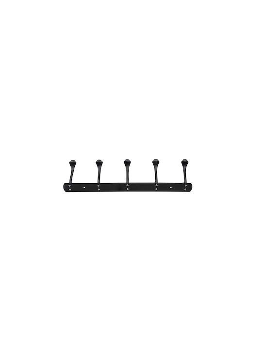 Agățătoare De Perete Metalică Cu 5 Compartimente Neagră 44.5x10cm