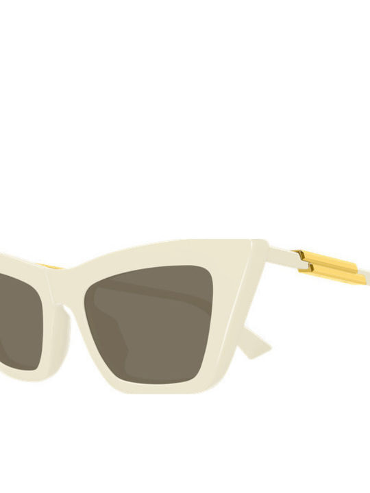 Bottega Veneta Unisex Sunglasses with Beige Horn-Rimmed Frame and Beige Lenses