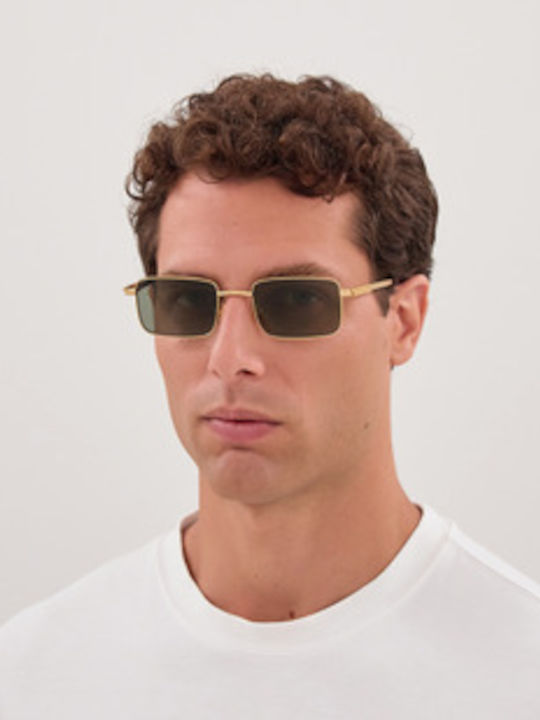 Bottega Veneta Unisex Sunglasses with Gold Metallic Frame and Gold Lens BV1469S 004