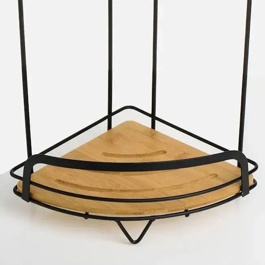 Ъглов Подов Рафтове За Баня Дървен 27x20x63cm