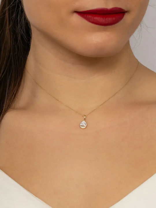 Colier Rosetă Din Aur Galben 14 Carate Cu Zircon