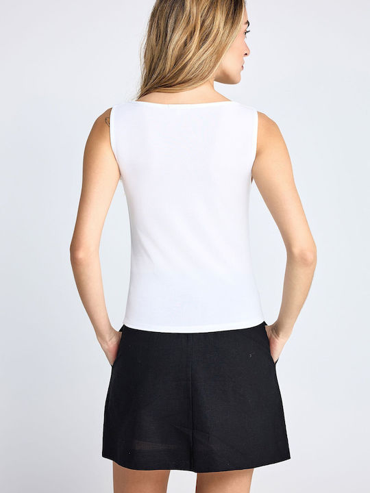 Women's Sleeveless White Blouse