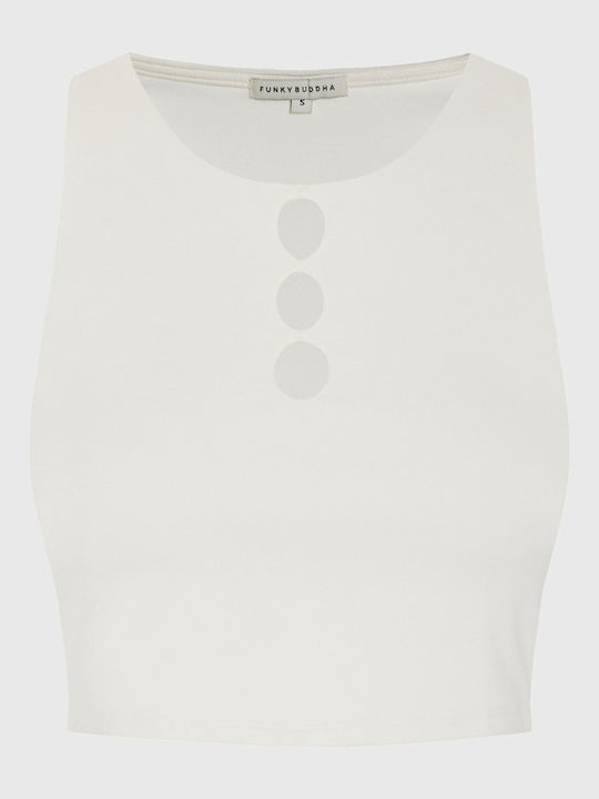 Γυναικείο Crop Top Βαμβακερό Αμάνικο Λευκό
