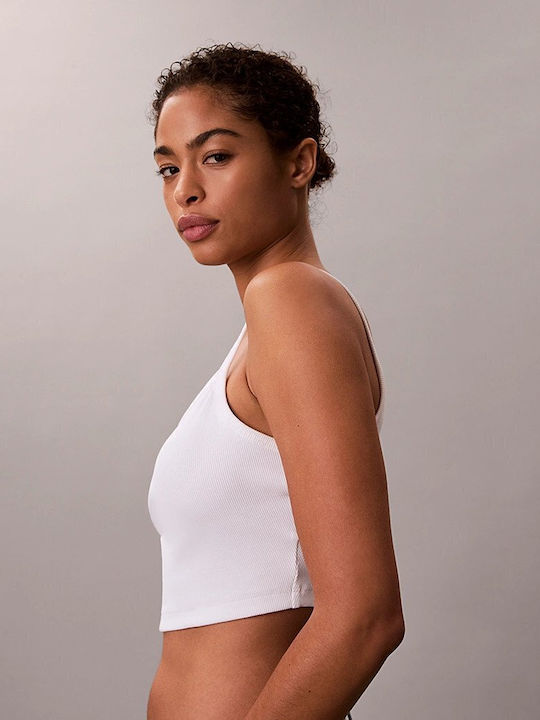 Γυναικείο Crop Top Βαμβακερό με Τιράντες Άσπρο