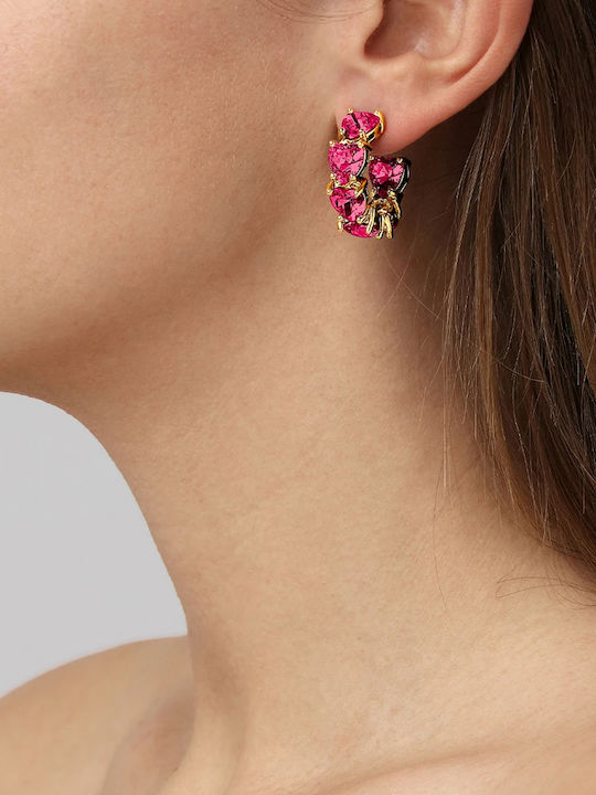 Dyrberg/Kern Earrings Gold Plated Red Steel Hoops