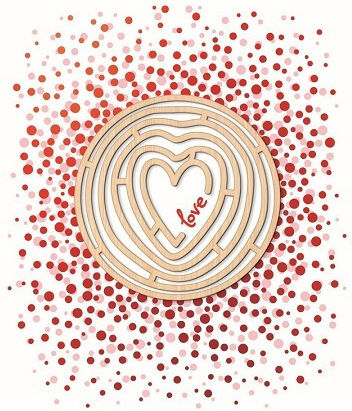 Love Greeting Card Concentric Hearts Red Thermography 14x17 Fun Creations Hollywood