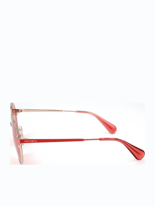 Damenträger Sonnenbrillen mit Gold Metallrahmen und Rosa Gläser