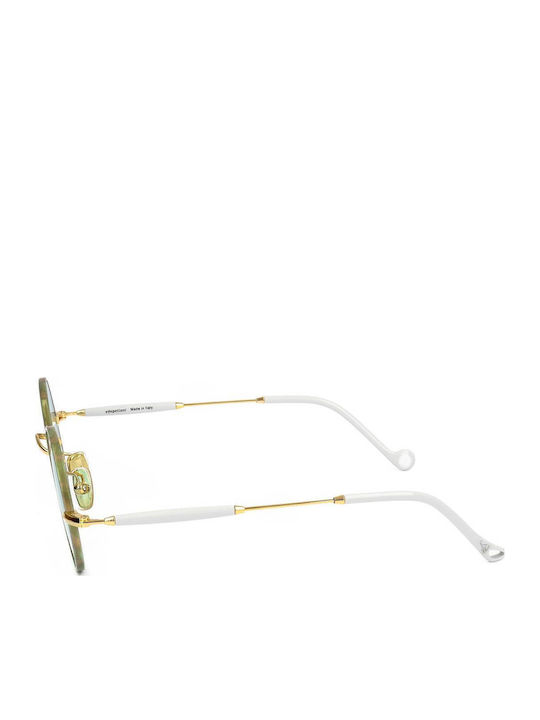 Eyepetizer Quatre Unisex Sunglasses with Gold Frame and Green Lens