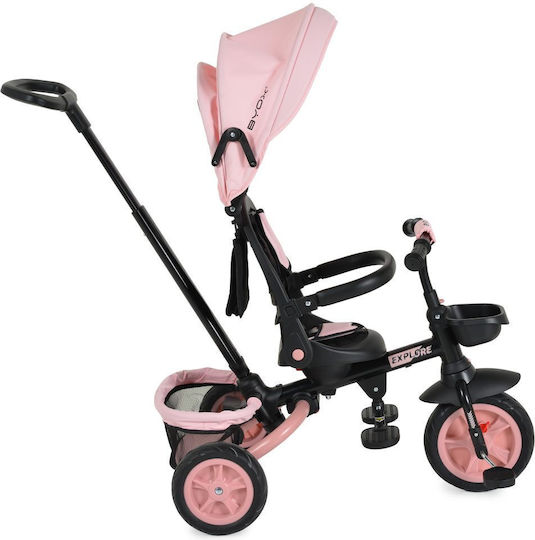 Byox Entdecke Klappbares Kinderdreirad mit Elterngriff für 12 Monate Rosa