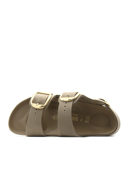 Milano Leder Flache Damen Sandalen Braun Schmal Passform