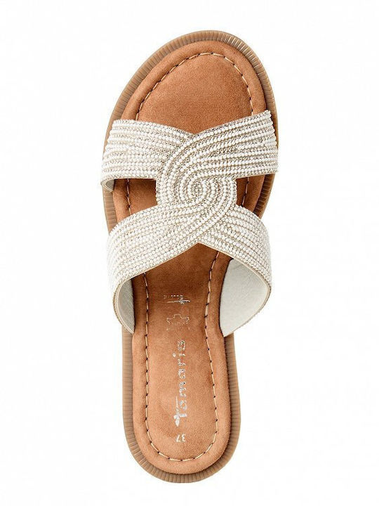 Leder Flache Damen Sandalen Silber