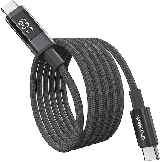 Choetech USB 2.0 Cable USB-C Male - USB-C 60W PD Black 1.2m