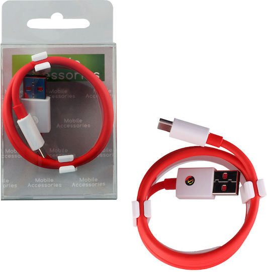 OnePlus Warp Flach USB 2.0 Kabel USB Typ-C männlich - USB-A 65W Rotes 1m C201A