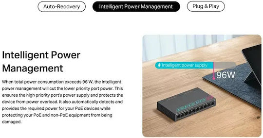 TP-LINK LS110P L2 PoE+ Switch με 10 Θύρες Ethernet και 10 SFP Θύρες