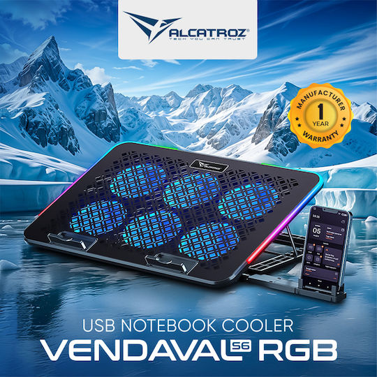 Alcatroz Vendaval S6 RGB Cooling Pad για Laptop έως 15.6" με 6 Ανεμιστήρες
