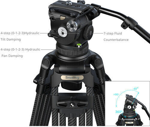 SmallRig SmallRig Carbonfaser Fotografie- & Videostative mit Einfaches Fußbett mit Integrierter Kopf 3-Wege und Maximalbelastung 5kg