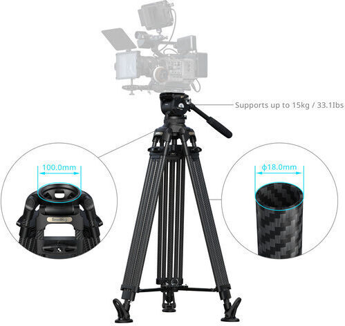 SmallRig SmallRig Carbonfaser Fotografie- & Videostative mit Einfaches Fußbett mit Integrierter Kopf 3-Wege und Maximalbelastung 5kg