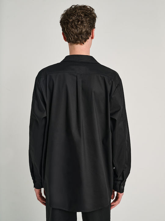 Long Sleeve Overshirt in Regular Fit Black