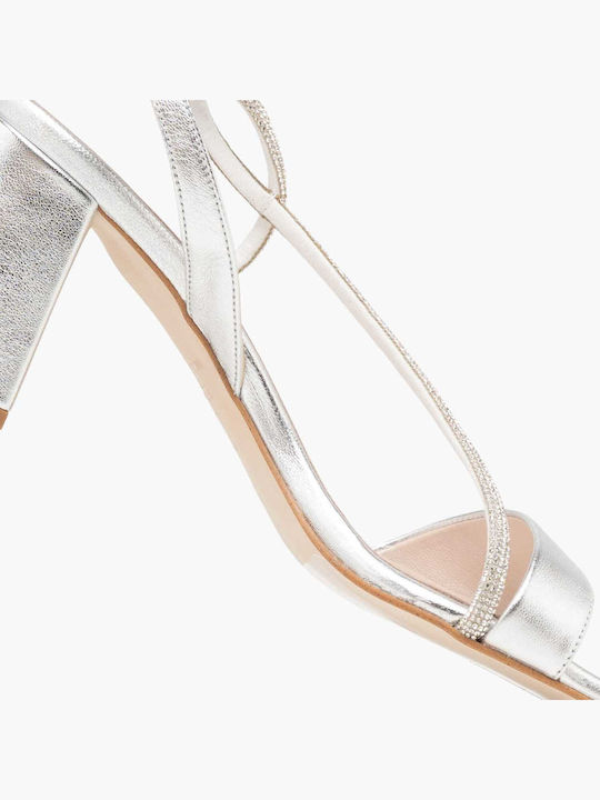 Damen Sandalen Aus Leder Silber