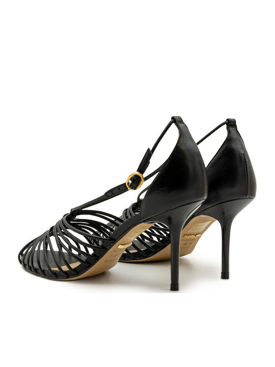 Damen Sandalen Schwarz Leder