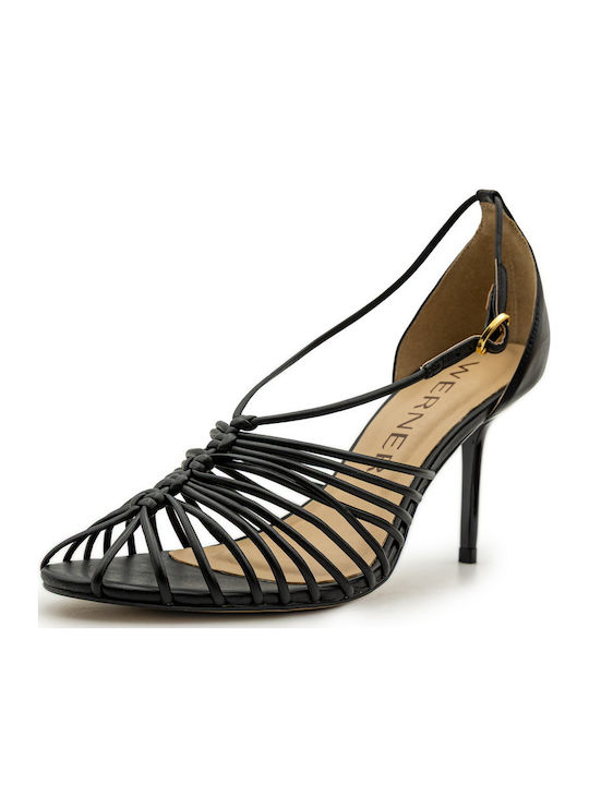 Damen Sandalen Schwarz Leder