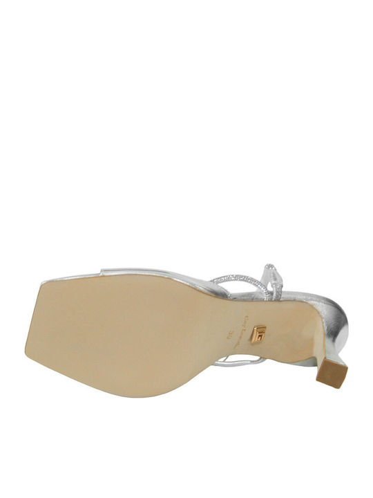 Damen Sandalen Silber Leder