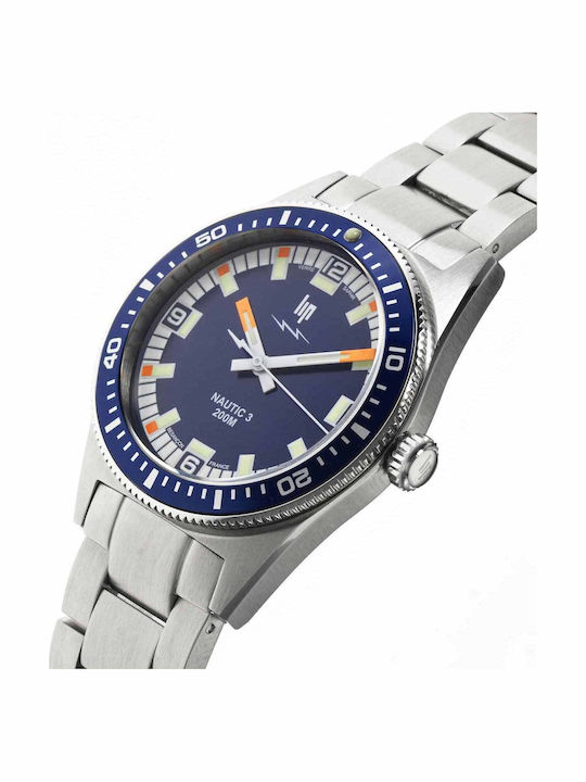 Lip Watches Мъжки Часовник На Батерия със Сребриста Метална Гривна