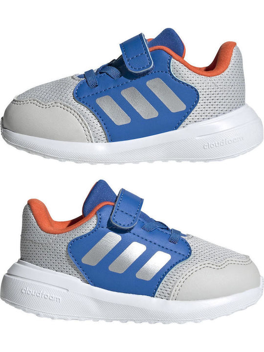 Tensaur Run 3.0 Kids Sports Shoes with Hoop & Loop Closure Grey One Silver Metallic Bright Royal