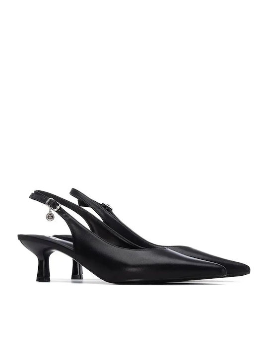 Heels with Strap & Medium Heel Animal Print Black
