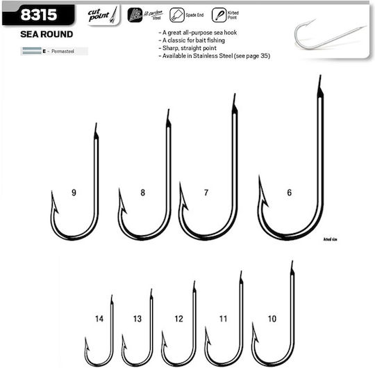 Cannelle Sea Round Fishing Hooks No10