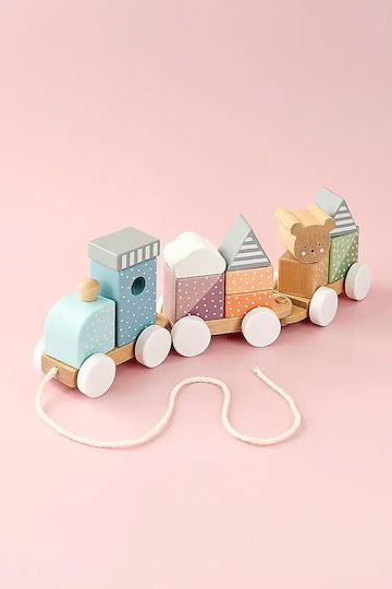 Jabadabado Jucărie de Tras Train With Teddy Blocks din Lemn pentru 18++ Luni