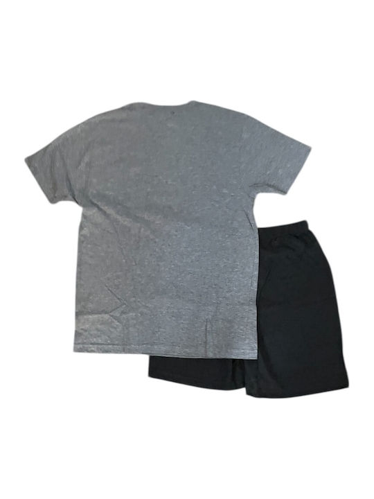 Ogham Sommer Herrenpyjama Bluse Grau Melange