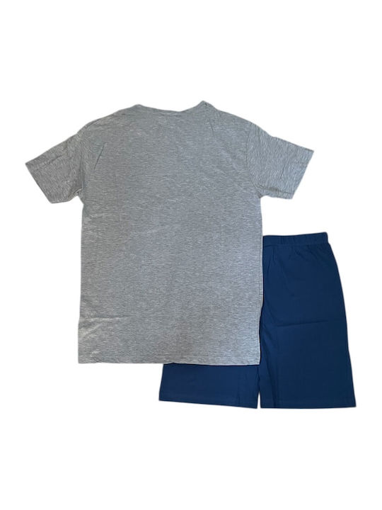 Ogham Sommer Herrenpyjama Bluse Grau Meliert