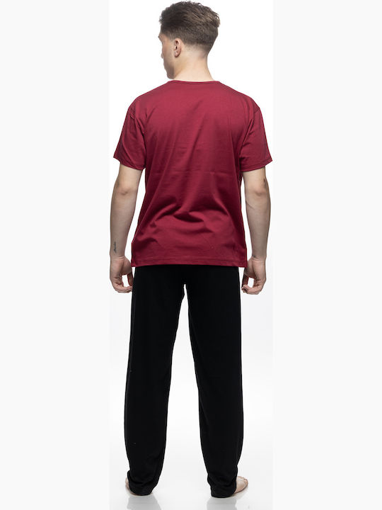 Galaxy Summer Men's Cotton Pyjama Burgundy/Black